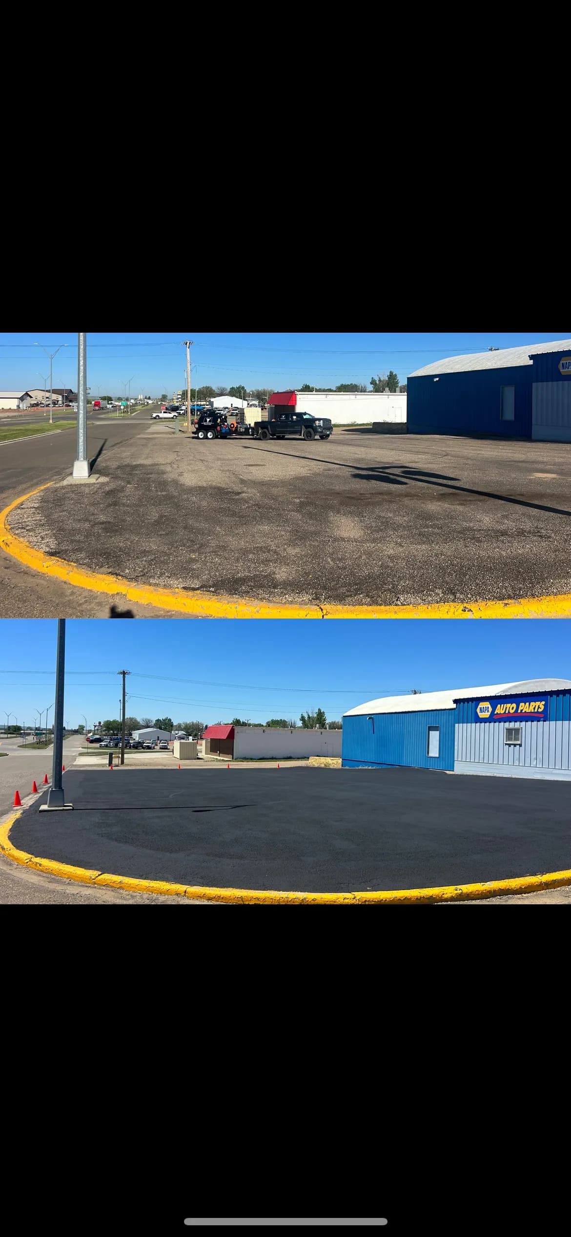 Crack Sealing and Sealcoat on the NAPA Lot in Bowman