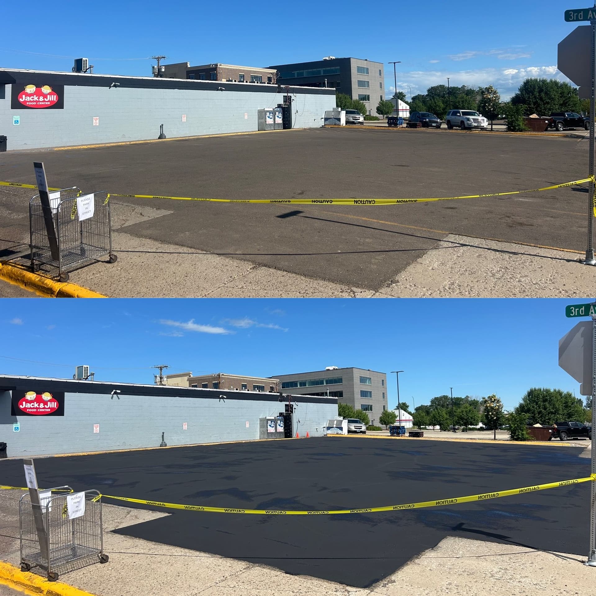 Crack Sealing, Sealcoating, and Line Striping at Jack and Jill in Watford City
